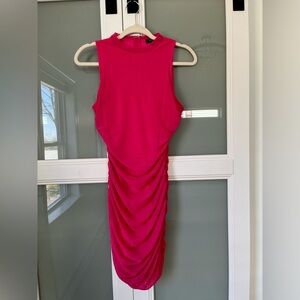 Privy mock neck, sleeveless hot pink dress - size S